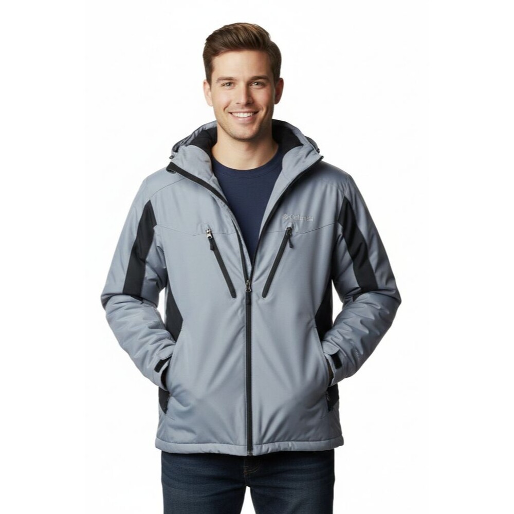 Columbia Mens Coat Gray & Black Hooded Softshell Jacket Antimony IV Winter